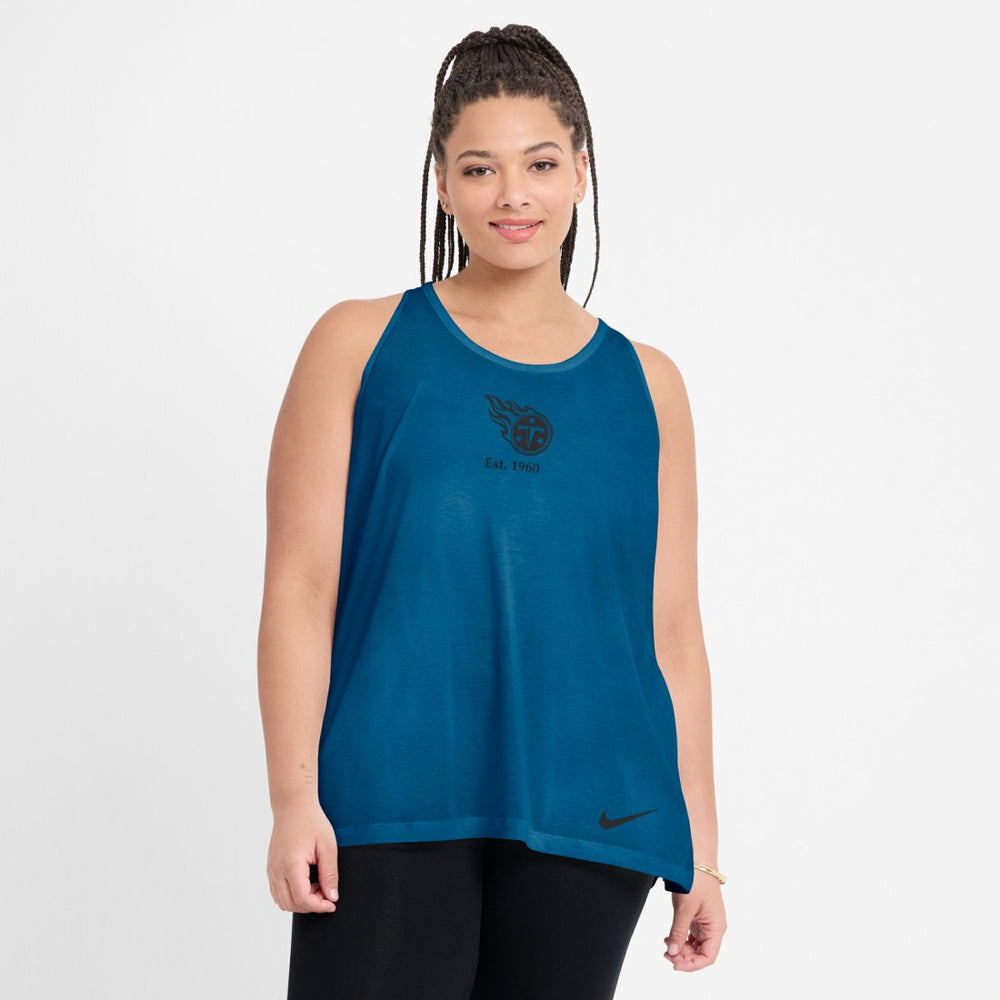 Tennessee Titans Women's Glory Open-Back Crisscross Dri-FIT Tank Top - Navy Tops