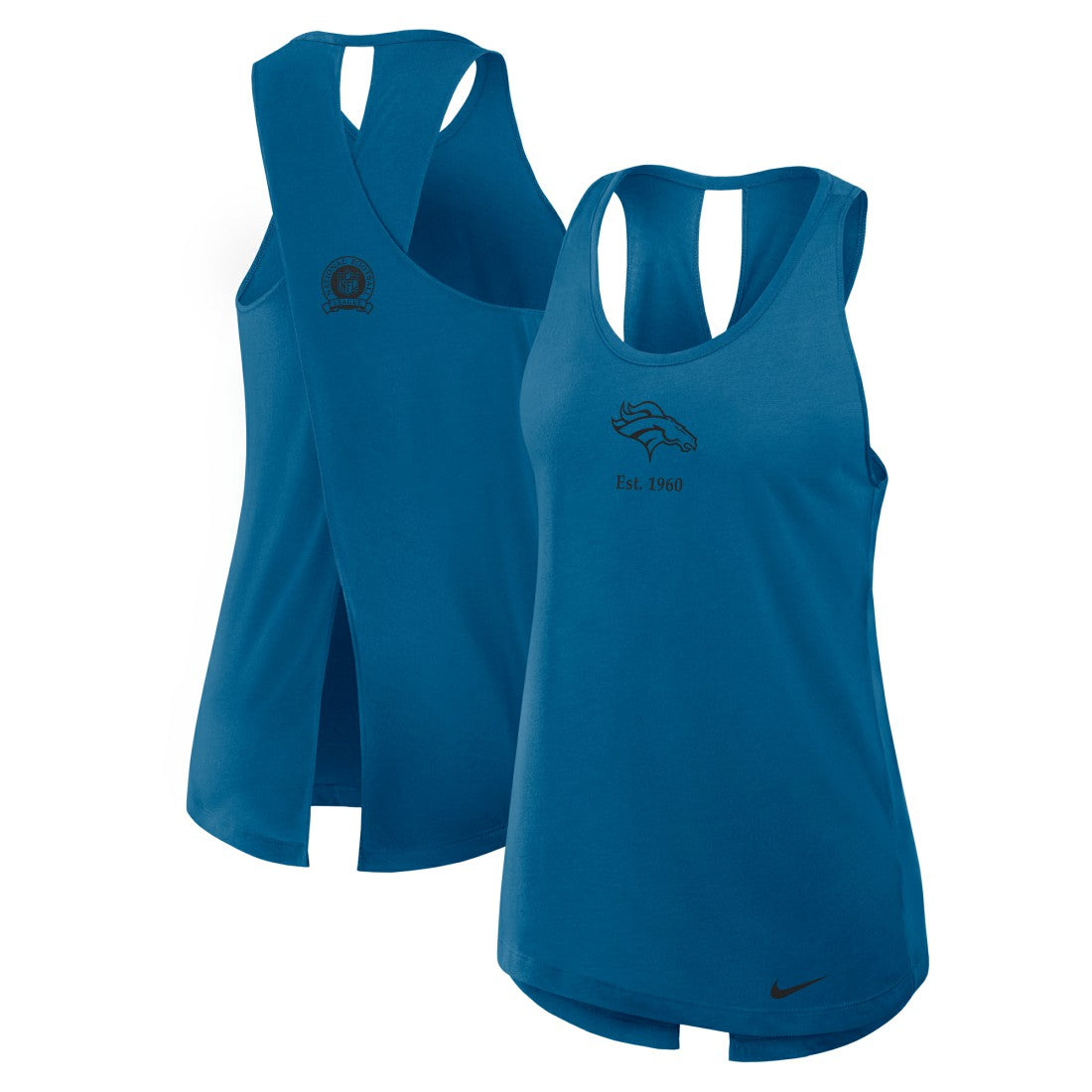 Denver Broncos Women's Glory Open-Back Crisscross Dri-FIT Tank Top - Turquoise Tops