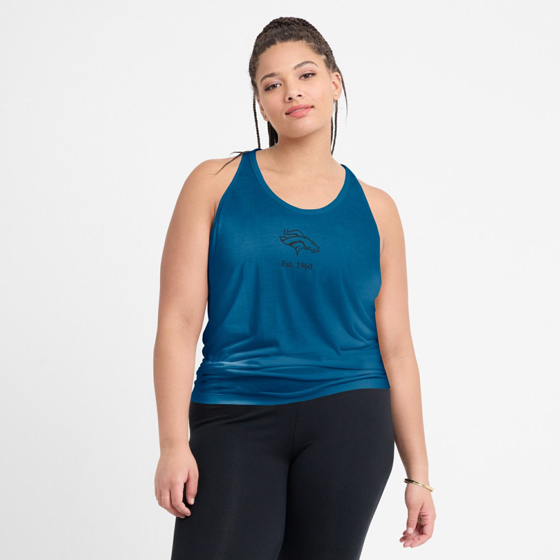 Denver Broncos Women's Glory Open-Back Crisscross Dri-FIT Tank Top - Turquoise Tops