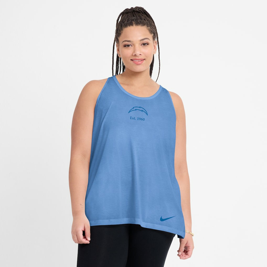 Los Angeles Chargers Women's Glory Open-Back Crisscross Dri-FIT Tank Top - Powder Blue Tops