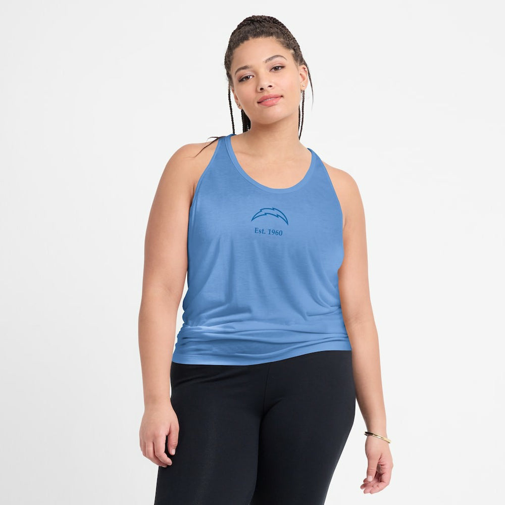 Los Angeles Chargers Women's Glory Open-Back Crisscross Dri-FIT Tank Top - Powder Blue Tops