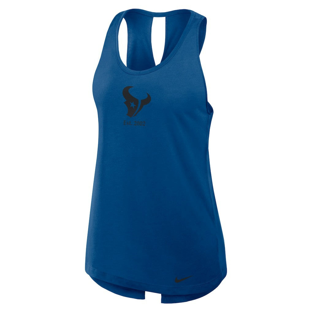 Houston Texans Women's Glory Open-Back Crisscross Dri-FIT Tank Top - Navy Tops