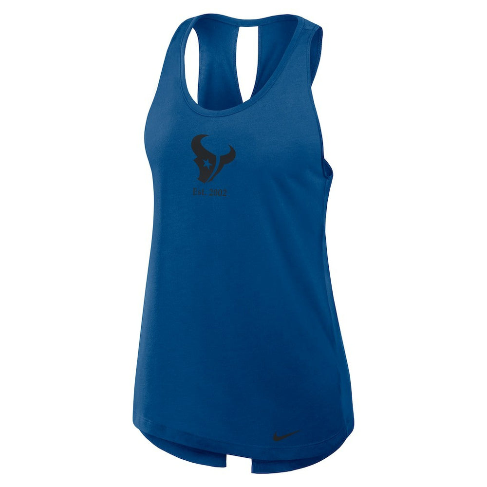 Houston Texans Women's Glory Open-Back Crisscross Dri-FIT Tank Top - Navy Tops