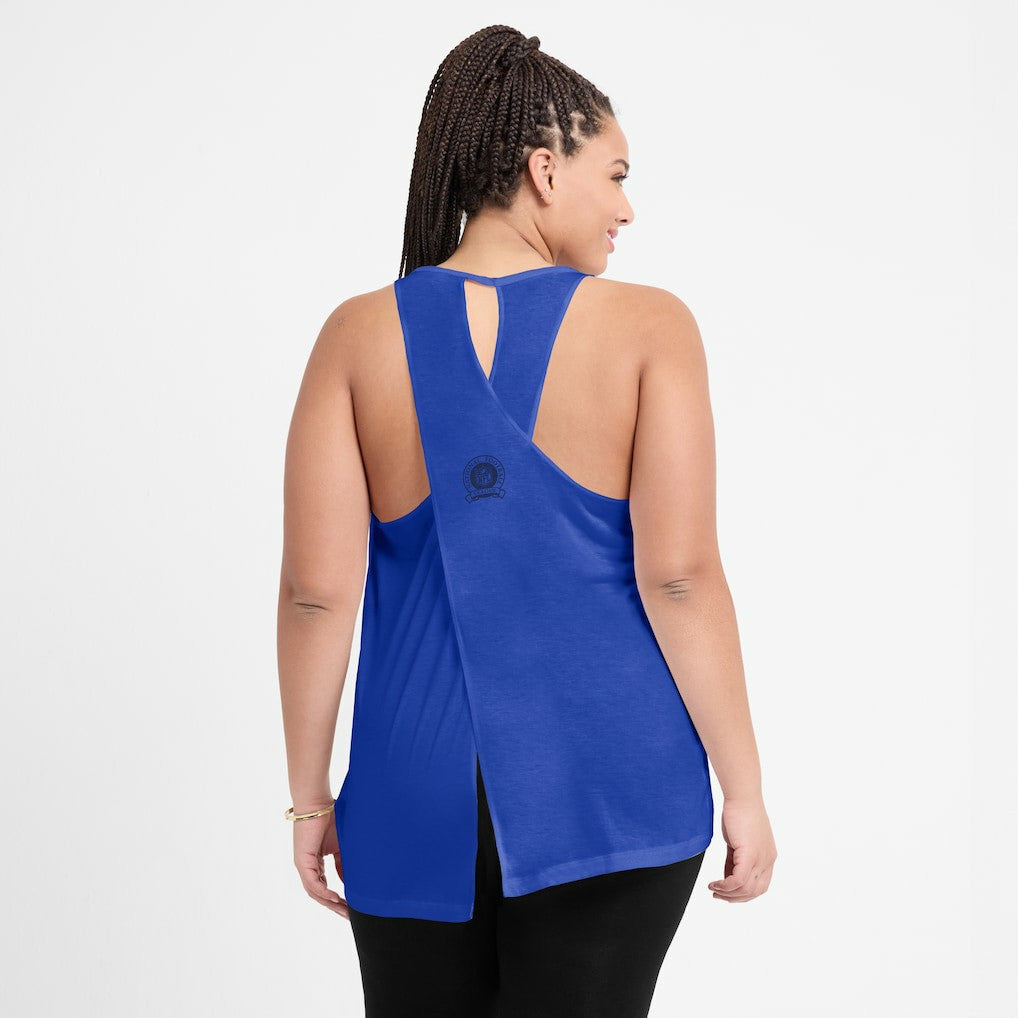Los Angeles Rams Women's Glory Open-Back Crisscross Dri-FIT Tank Top - Royal Tops