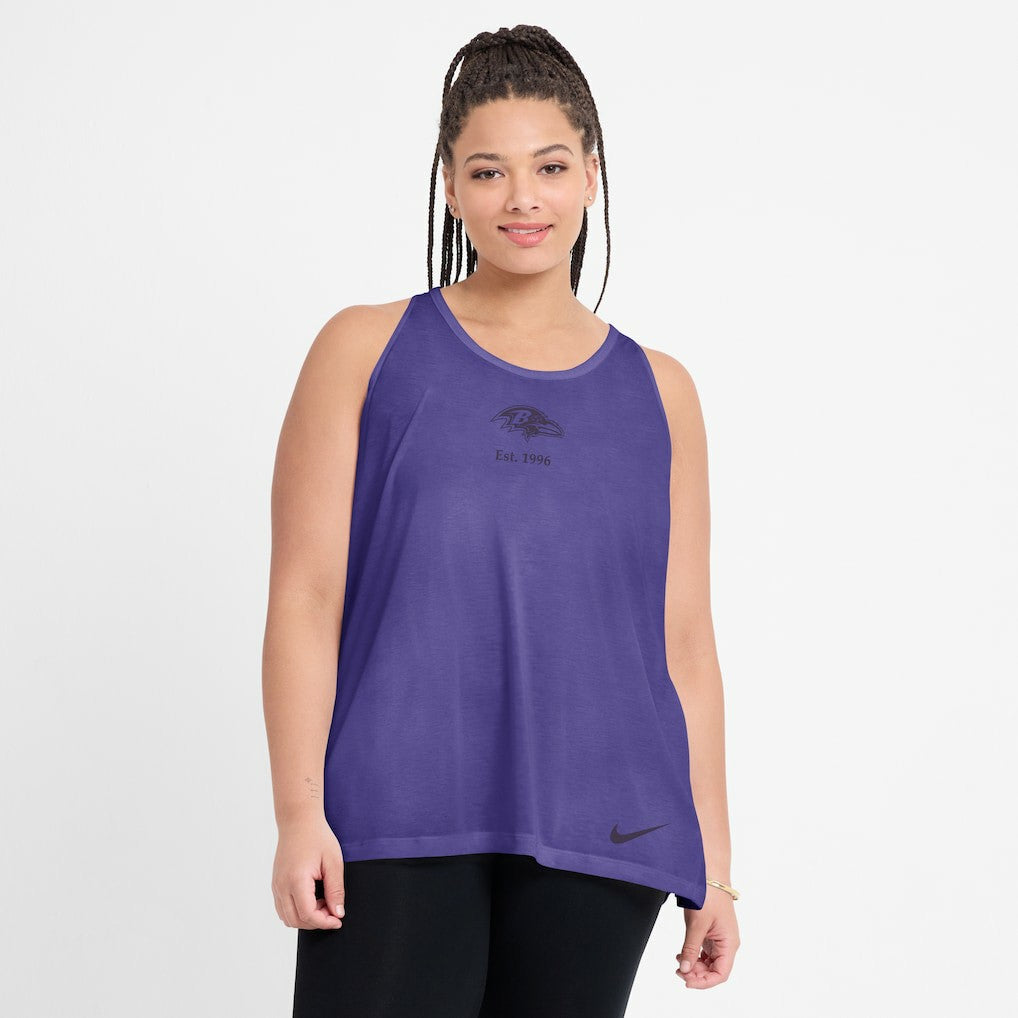 Baltimore Ravens Women's Glory Open-Back Crisscross Dri-FIT Tank Top - Purple Tops
