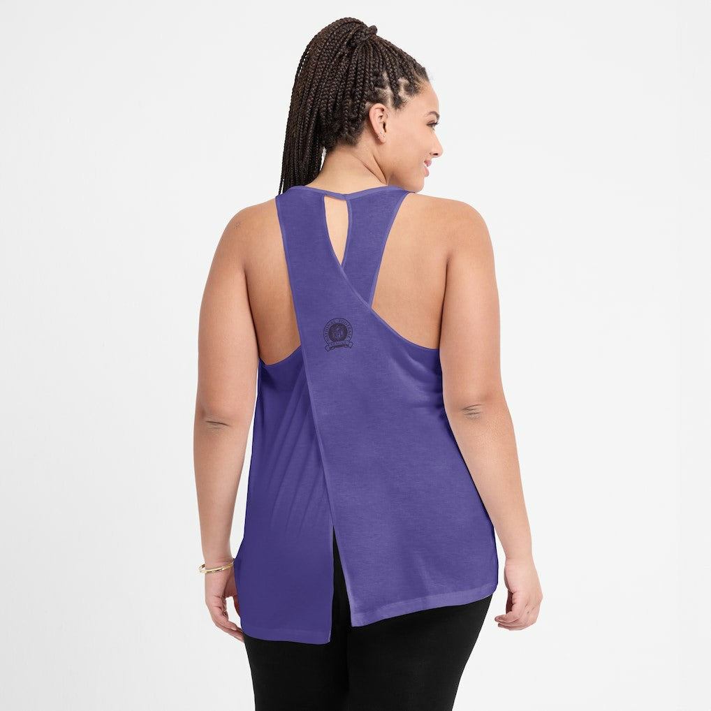 Minnesota Vikings Women's Glory Open-Back Crisscross Dri-FIT Tank Top - Purple Tops