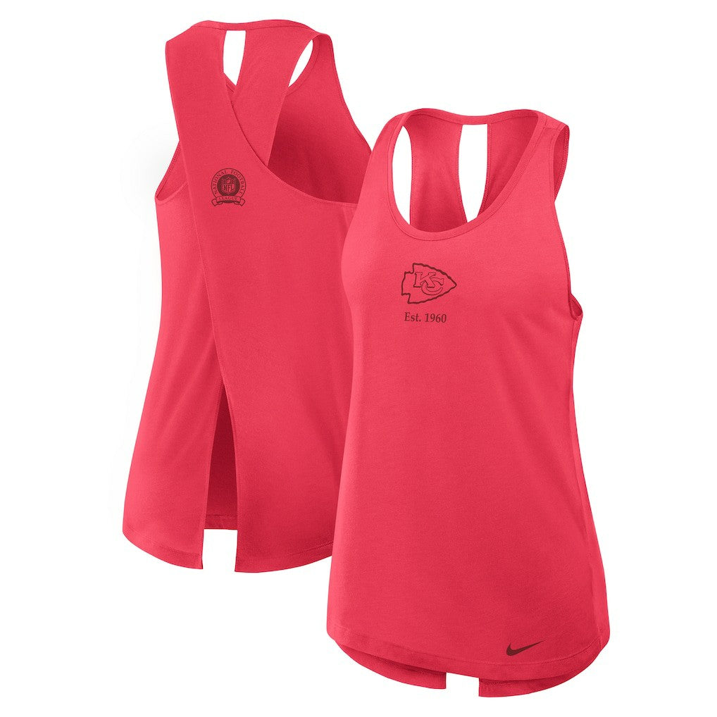 Kansas City Chiefs Women's Glory Open-Back Crisscross Dri-FIT Tank Top - Light Red Tops