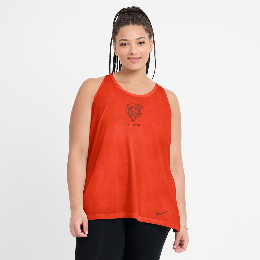 Chicago Bears Women's Glory Open-Back Crisscross Dri-FIT Tank Top - Orange Tops