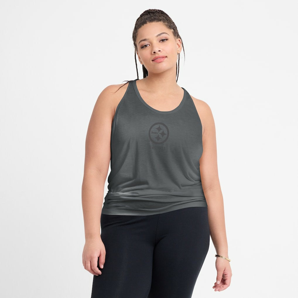 Pittsburgh Steelers Women's Glory Open-Back Crisscross Dri-FIT Tank Top - Charcoal Tops