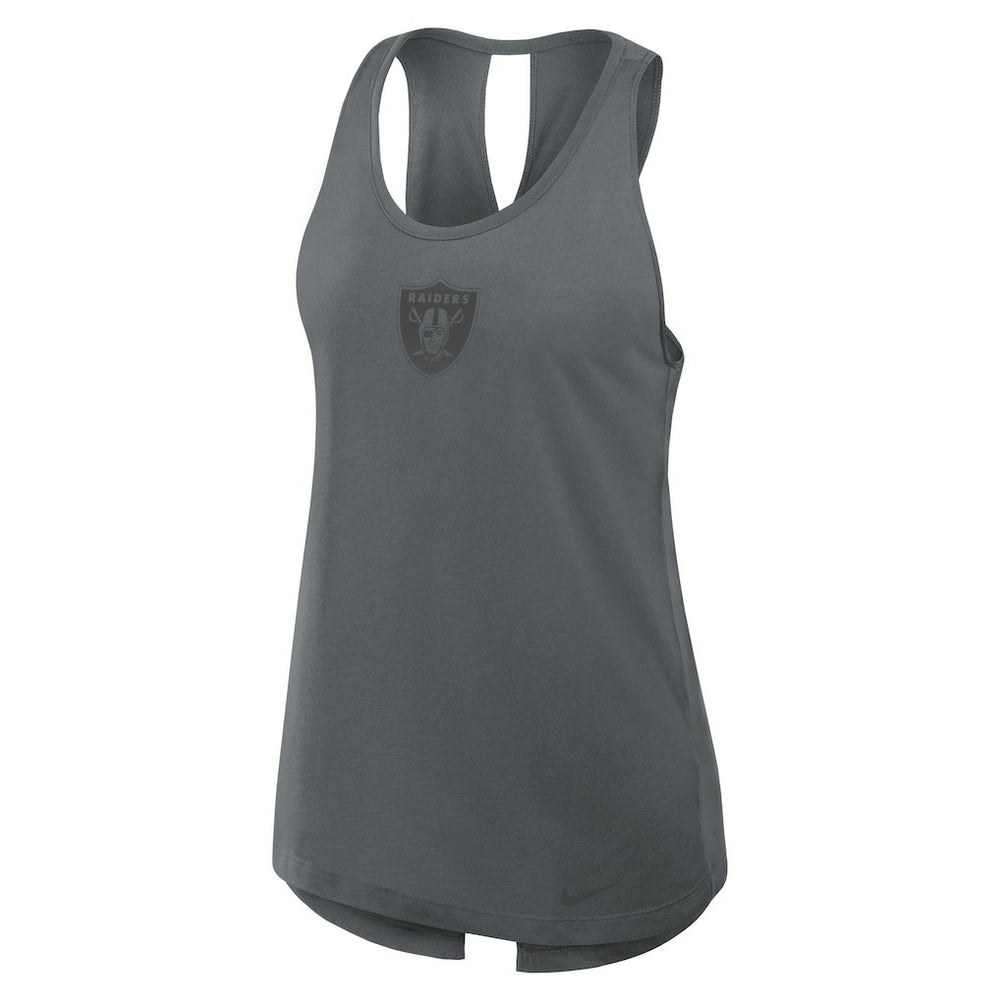 Las Vegas Raiders Women's Glory Open-Back Crisscross Dri-FIT Tank Top - Charcoal Tops
