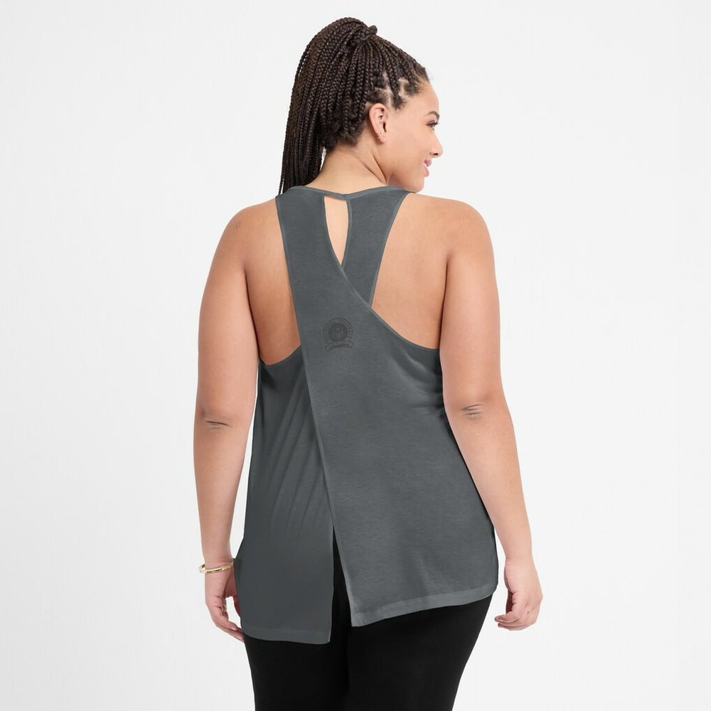 Las Vegas Raiders Women's Glory Open-Back Crisscross Dri-FIT Tank Top - Charcoal Tops