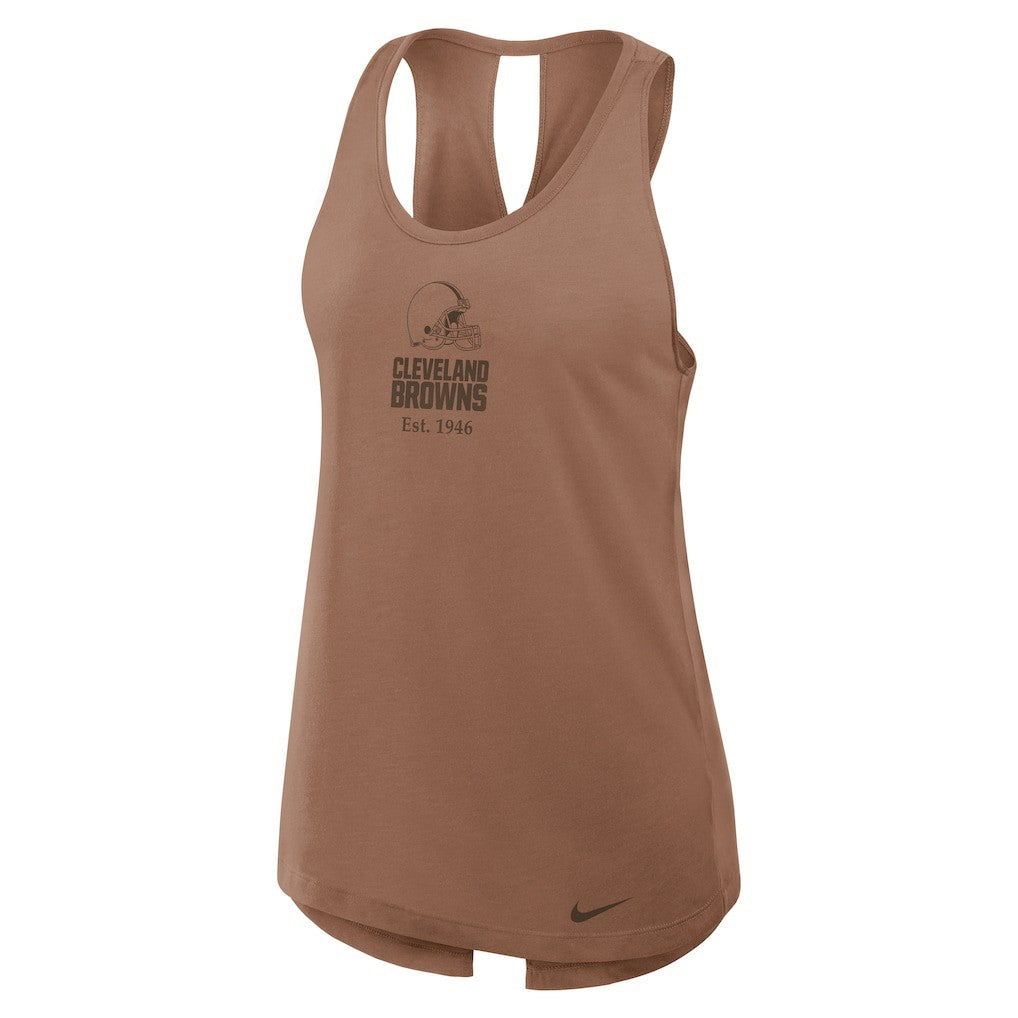 Cleveland Browns Women's Glory Open-Back Crisscross Dri-FIT Tank Top - Brown Tops