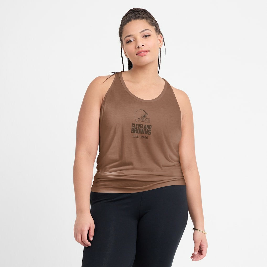 Cleveland Browns Women's Glory Open-Back Crisscross Dri-FIT Tank Top - Brown Tops
