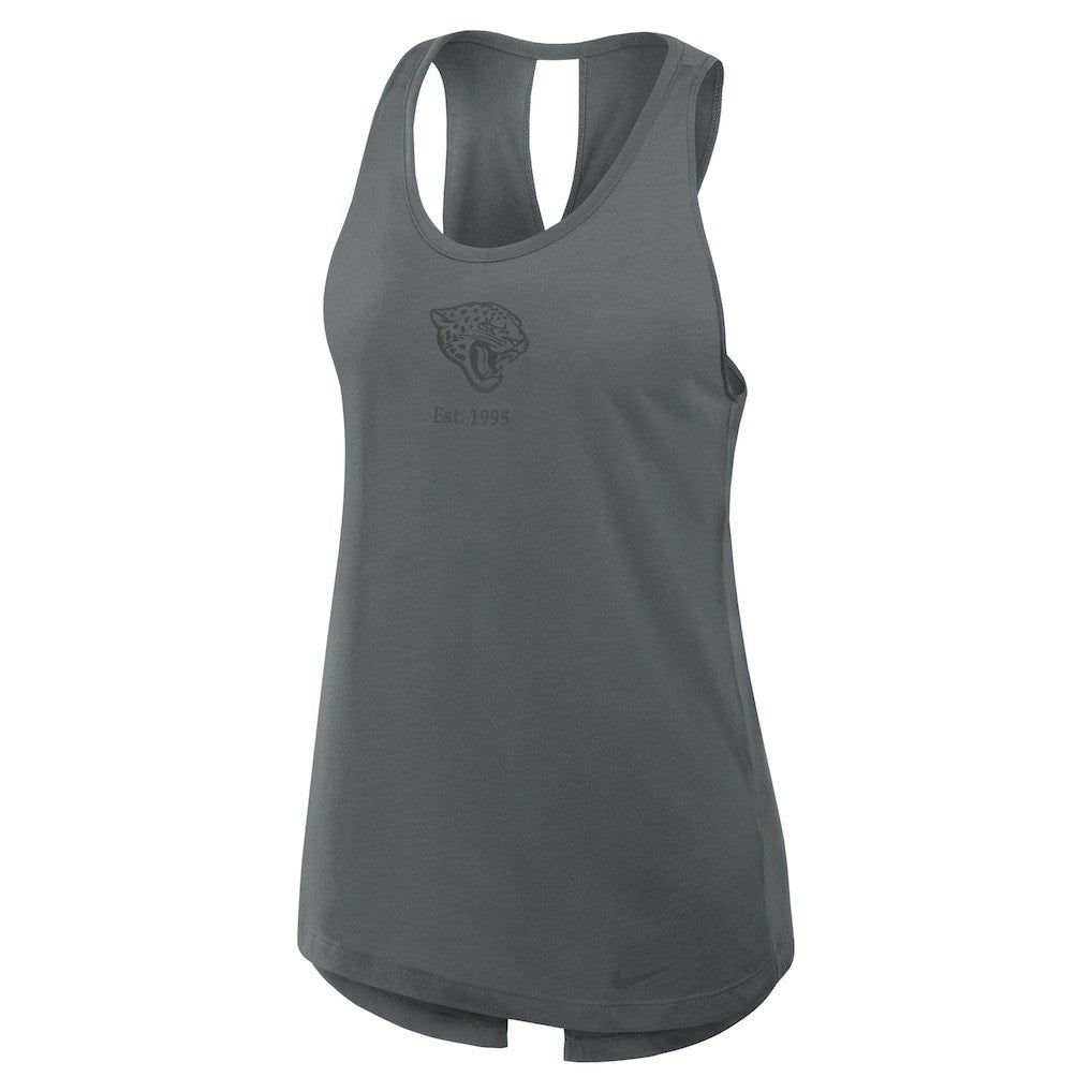 Jacksonville Jaguars Women's Glory Open-Back Crisscross Dri-FIT Tank Top - Charcoal Tops