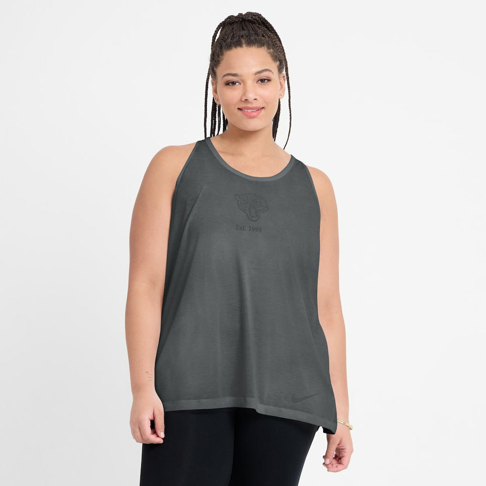 Jacksonville Jaguars Women's Glory Open-Back Crisscross Dri-FIT Tank Top - Charcoal Tops