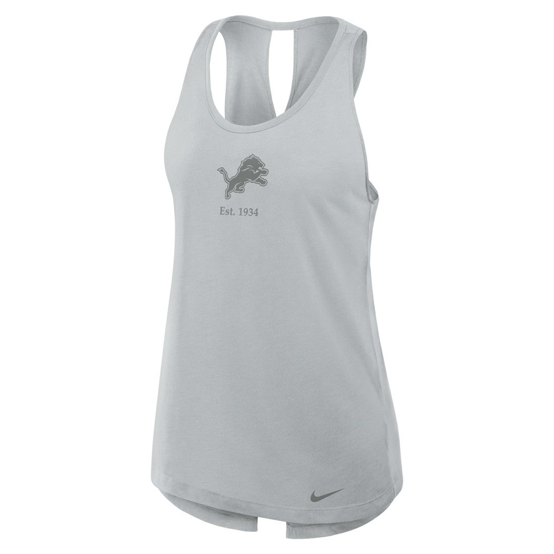 Detroit Lions Women's Glory Open-Back Crisscross Dri-FIT Tank Top - Gray Tops