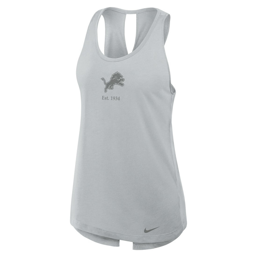 Detroit Lions Women's Glory Open-Back Crisscross Dri-FIT Tank Top - Gray Tops