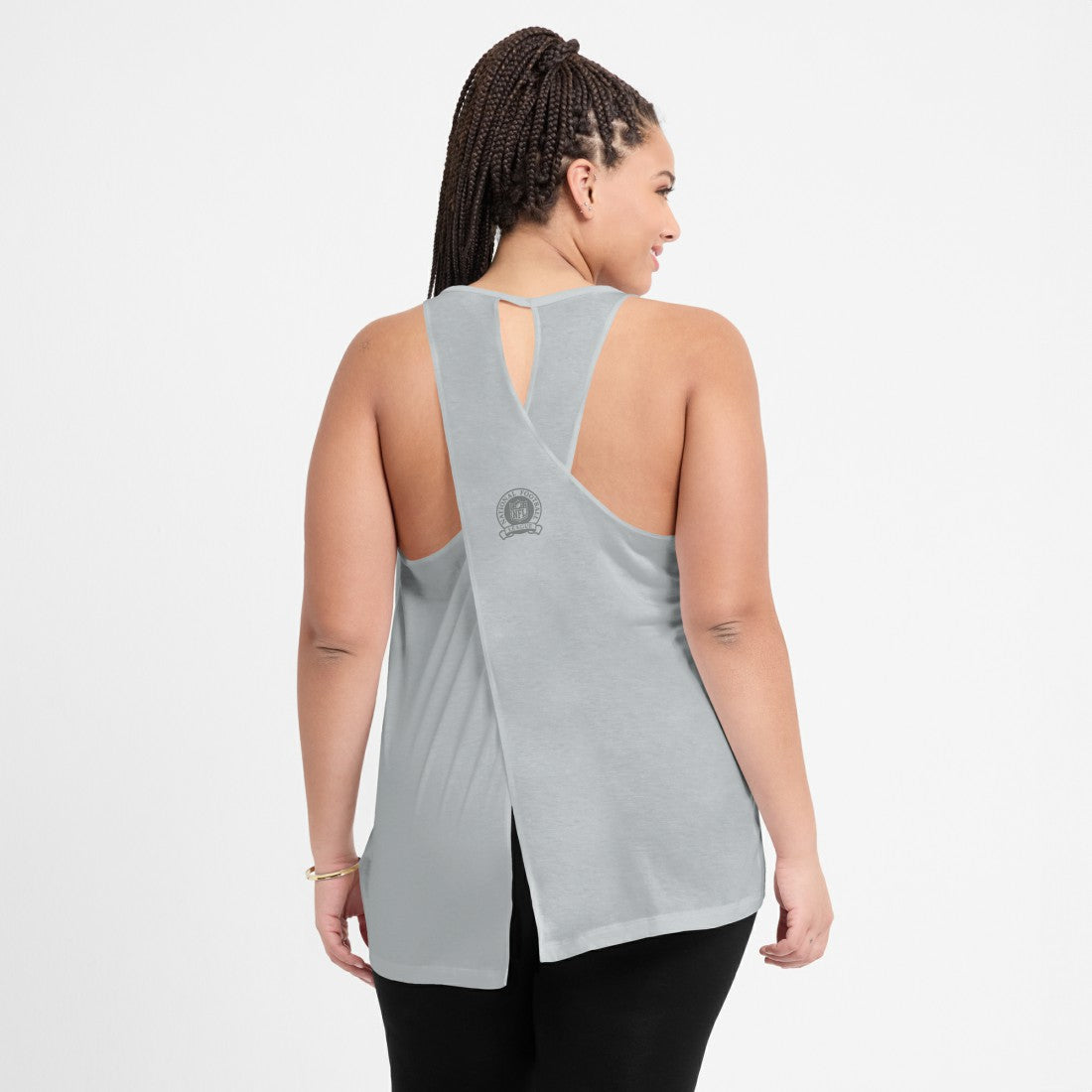 Detroit Lions Women's Glory Open-Back Crisscross Dri-FIT Tank Top - Gray Tops
