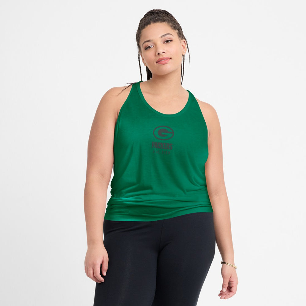 Green Bay Packers Women's Glory Open-Back Crisscross Dri-FIT Tank Top - Green Tops