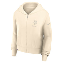 Minnesota Vikings Women's Glory Cropped Full-Zip Hoodie - Cream Hoodies