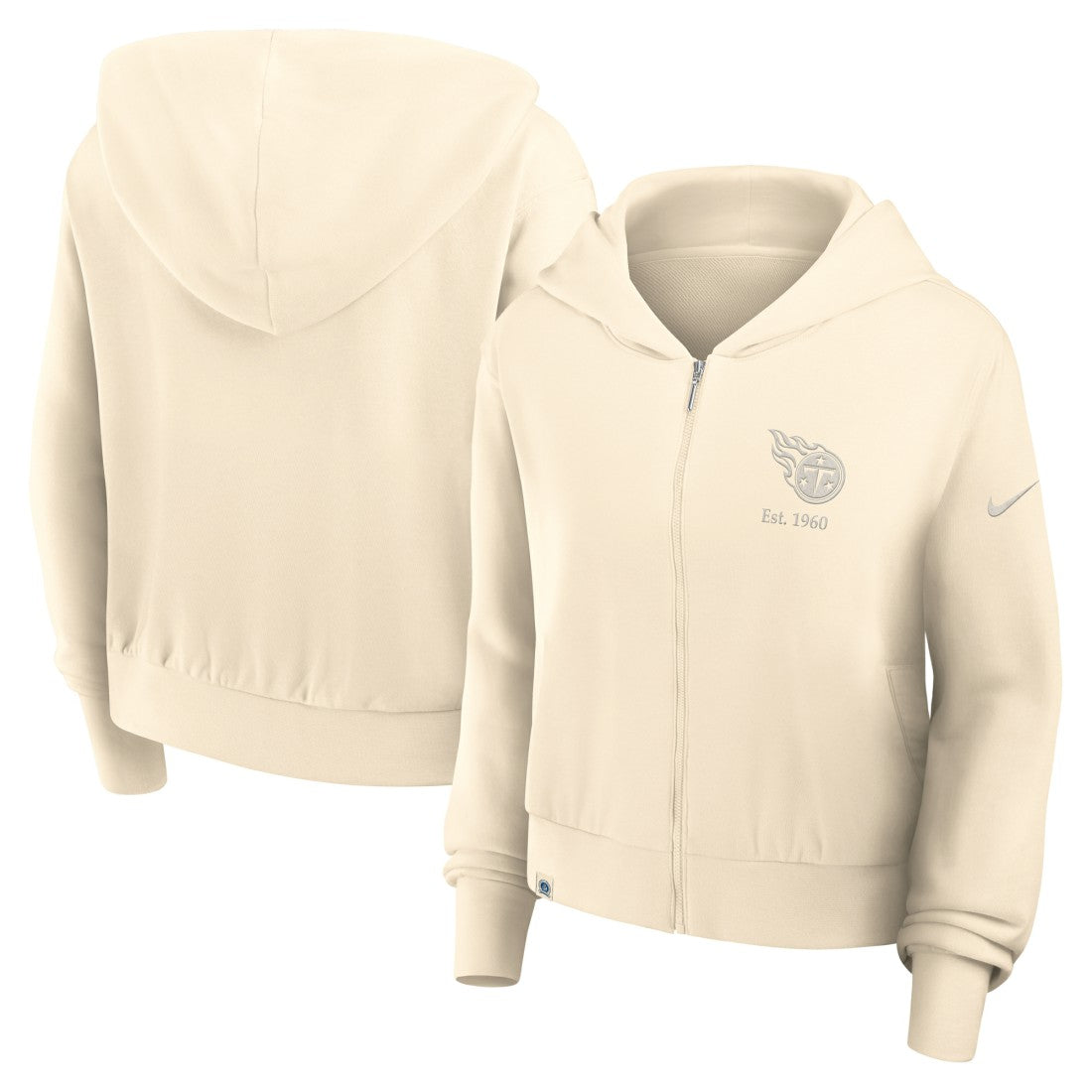 Tennessee Titans Women's Glory Cropped Full-Zip Hoodie - Cream Hoodies