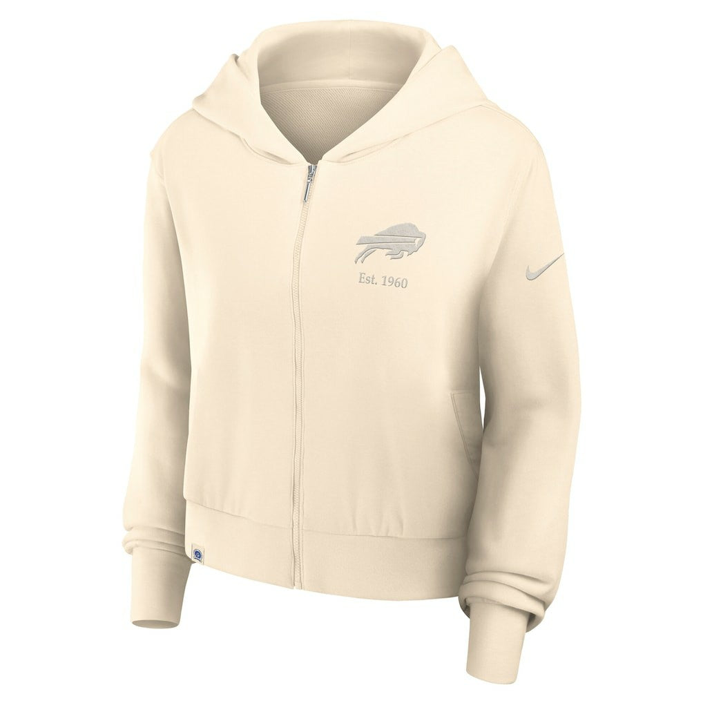 Buffalo Bills Women's Glory Cropped Full-Zip Hoodie - Cream Hoodies