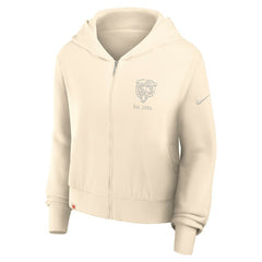 Chicago Bears Women's Glory Cropped Full-Zip Hoodie - Cream Hoodies