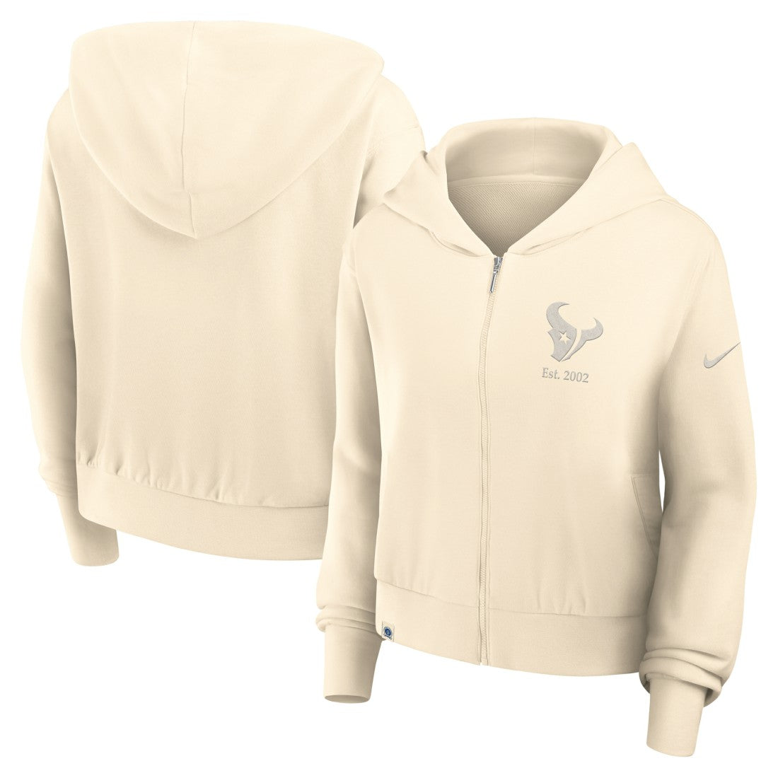 Houston Texans Women's Glory Cropped Full-Zip Hoodie - Cream Hoodies