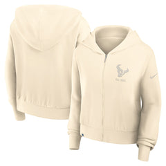Houston Texans Women's Glory Cropped Full-Zip Hoodie - Cream Hoodies