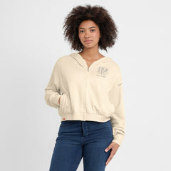 Cincinnati Bengals Women's Glory Cropped Full-Zip Hoodie - Cream Hoodies