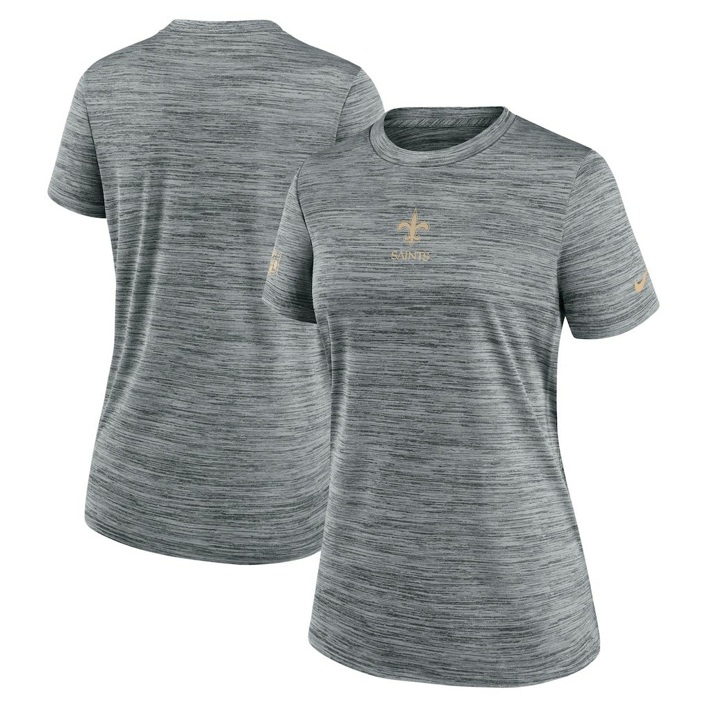 New Orleans Saints Women's Sideline Velocity Dri-FIT T-Shirt - Gray T-shirts