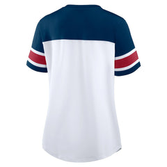 Houston Texans Women's Athena Rhinestone Lace-Up V-Neck T-Shirt - White/Navy T-shirts