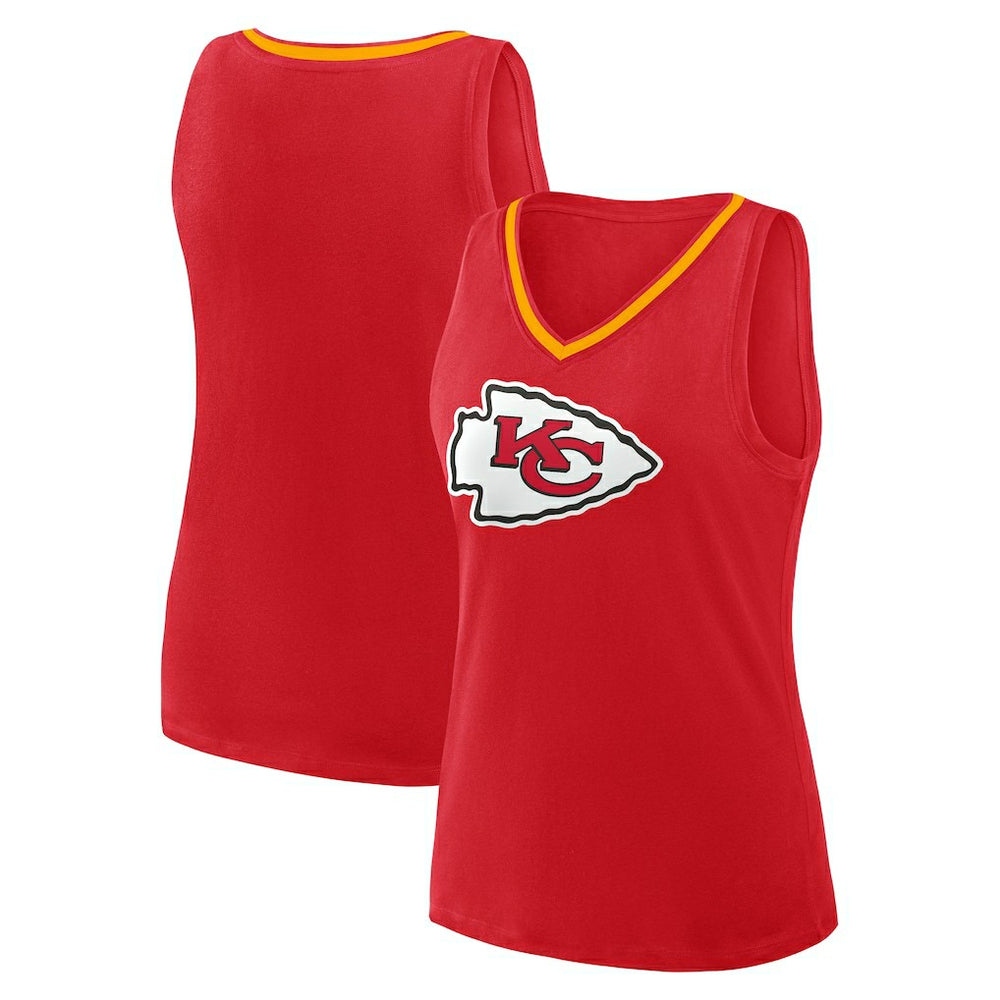 Kansas City Chiefs Logo Athletic Women's Stellar Win V-Neck Tank Top - Red Tops