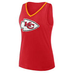 Kansas City Chiefs Logo Athletic Women's Stellar Win V-Neck Tank Top - Red Tops