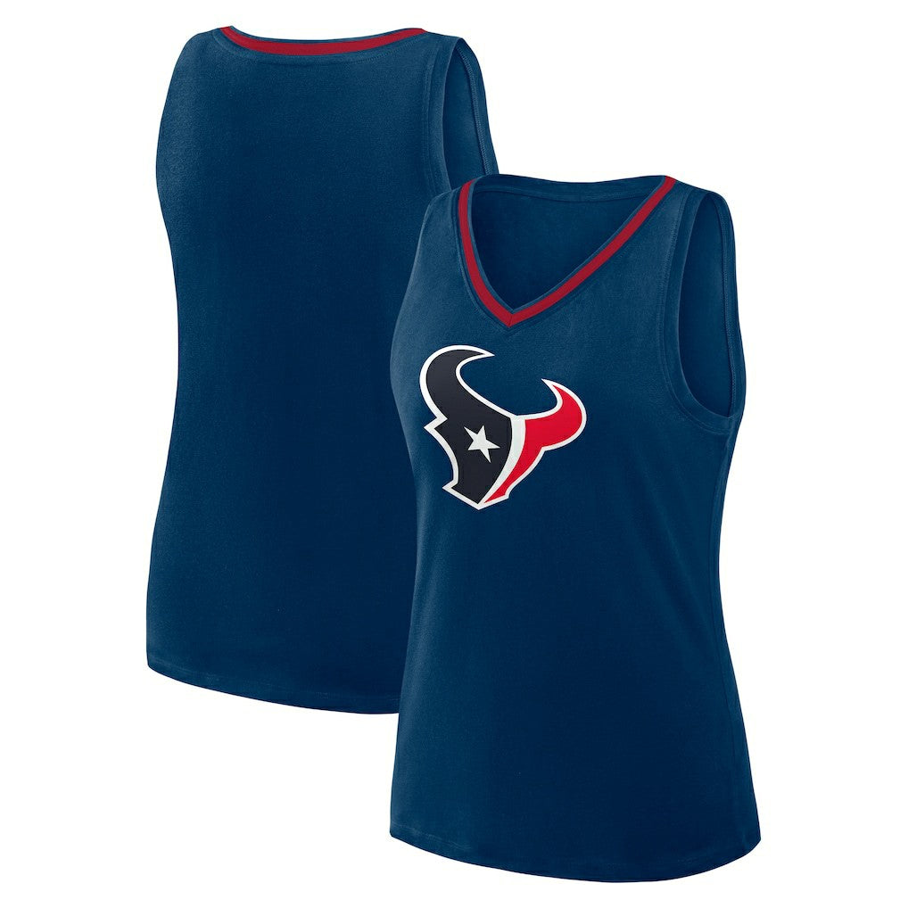 Houston Texans Logo Athletic Women's Stellar Win V-Neck Tank Top - Navy Tops