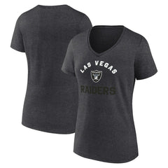 Las Vegas Raiders Logo Athletic Women's Unrivaled V-Neck T-Shirt - Heather Charcoal T-shirts