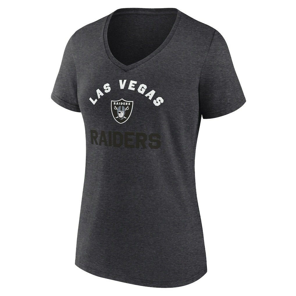 Las Vegas Raiders Logo Athletic Women's Unrivaled V-Neck T-Shirt - Heather Charcoal T-shirts