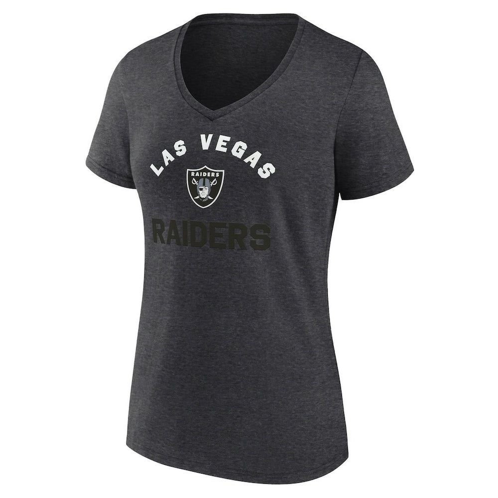 Las Vegas Raiders Logo Athletic Women's Unrivaled V-Neck T-Shirt - Heather Charcoal T-shirts