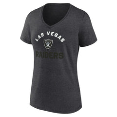 Las Vegas Raiders Logo Athletic Women's Unrivaled V-Neck T-Shirt - Heather Charcoal T-shirts