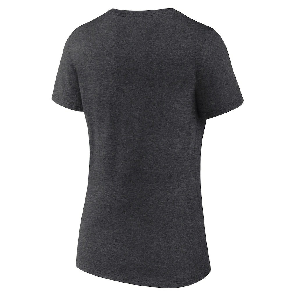 Las Vegas Raiders Logo Athletic Women's Unrivaled V-Neck T-Shirt - Heather Charcoal T-shirts