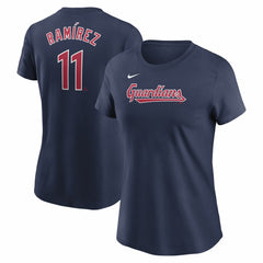 José Ramírez Cleveland Guardians Nike Women's Cooperstown Collection Fuse Name & Number T-Shirt - Navy T-shirts