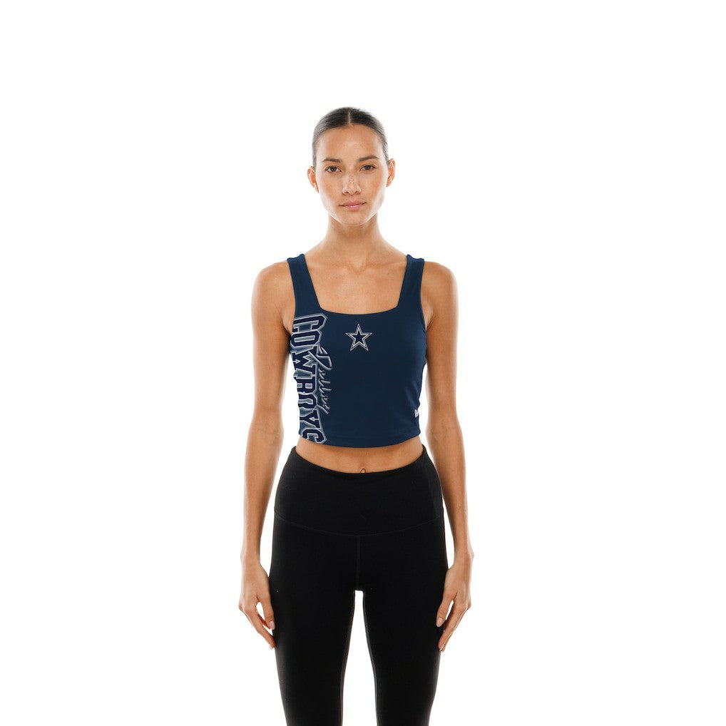 Dallas Cowboys New Era Women's Reversible Cropped Sport Classics Tank Top - Navy/Gray Tops