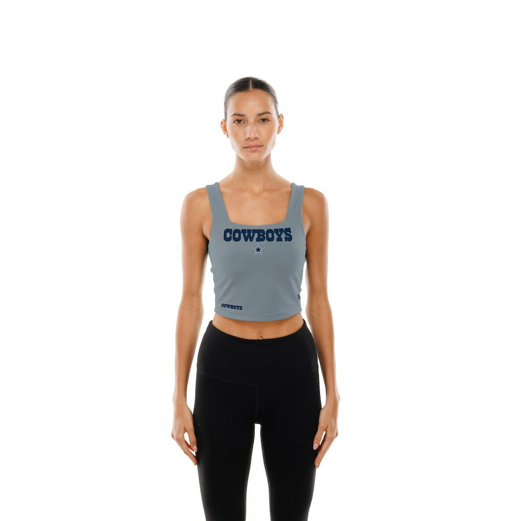 Dallas Cowboys New Era Women's Reversible Cropped Sport Classics Tank Top - Navy/Gray Tops