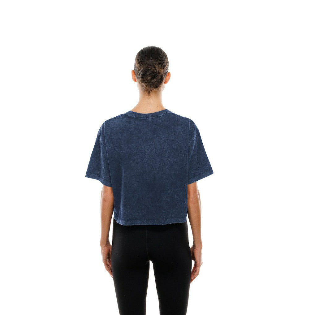 Dallas Cowboys New Era Women's Cropped Boxy Sport Classics Mineral Wash T-Shirt - Navy T-shirts
