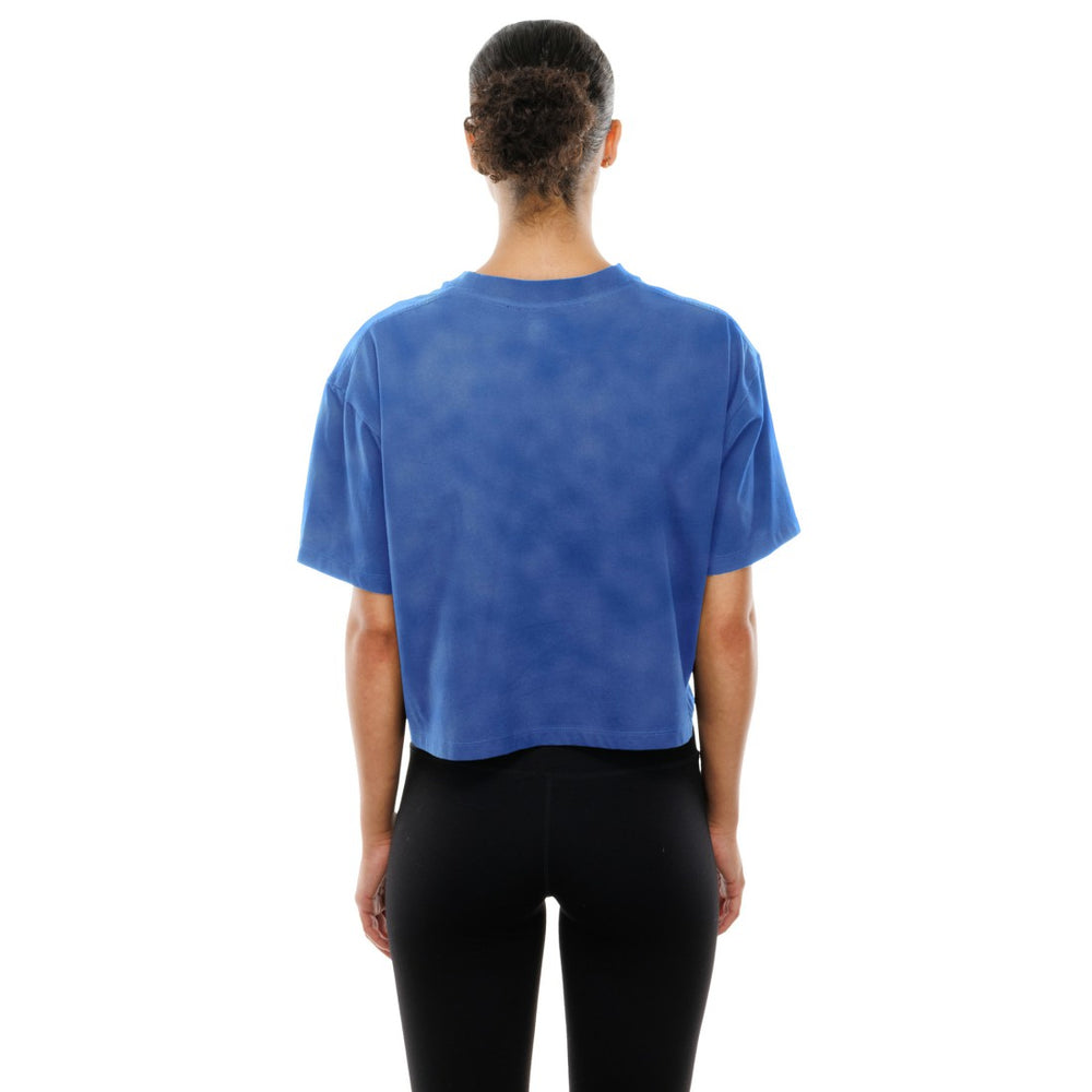 Detroit Lions New Era Women's Cropped Boxy Sport Classics Mineral Wash T-Shirt - Blue T-shirts