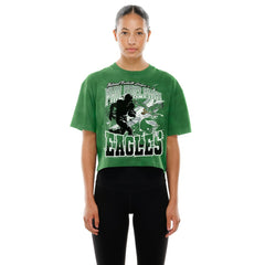 Philadelphia Eagles New Era Women's Cropped Boxy Sport Classics Mineral Wash T-Shirt - Kelly Green T-shirts
