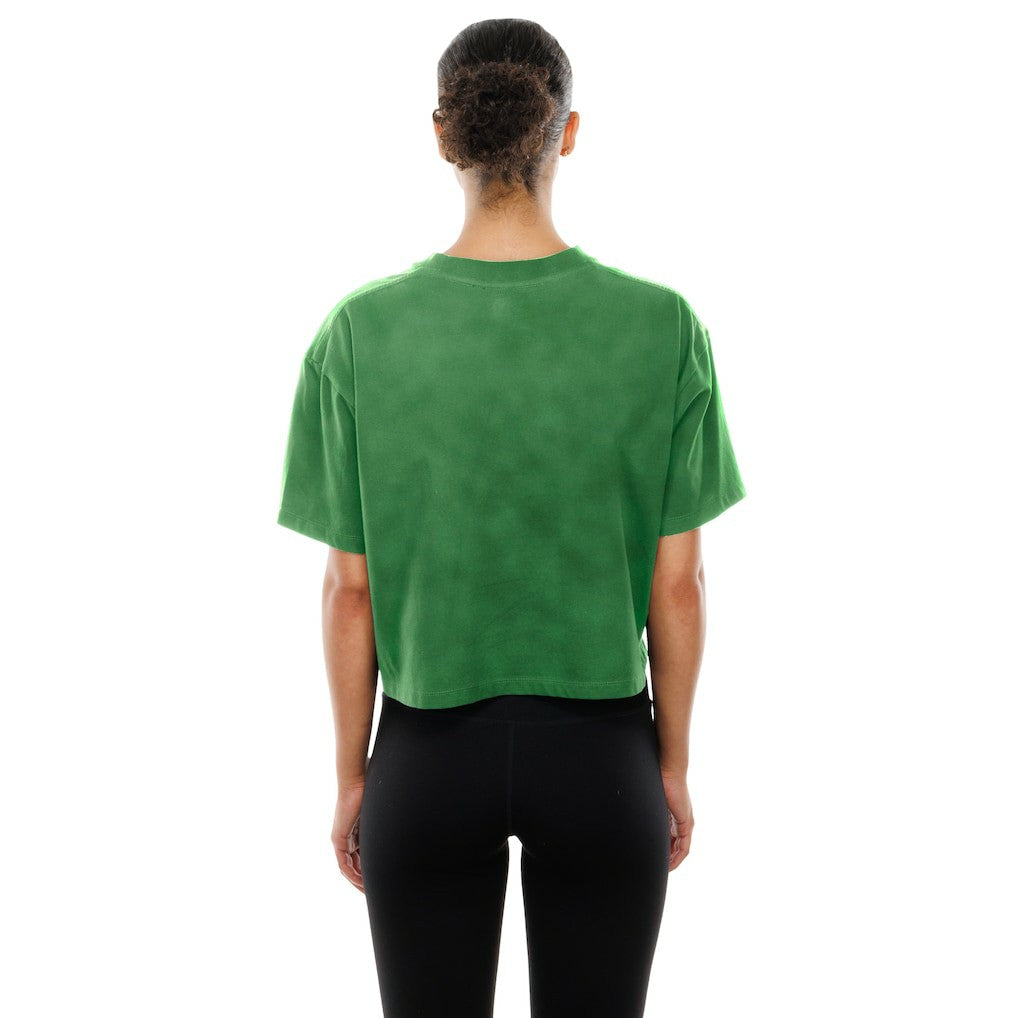 Philadelphia Eagles New Era Women's Cropped Boxy Sport Classics Mineral Wash T-Shirt - Kelly Green T-shirts
