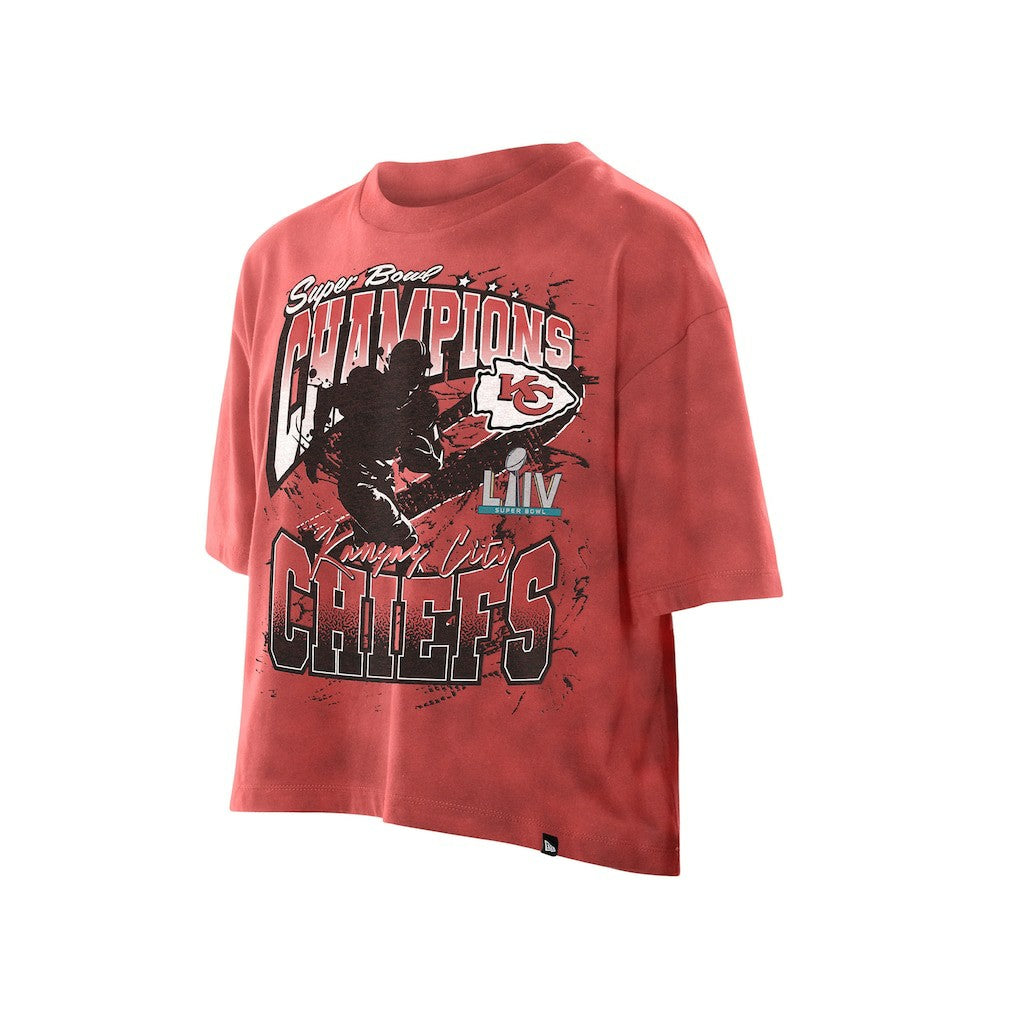 Kansas City Chiefs New Era Women's Cropped Boxy Sport Classics Mineral Wash T-Shirt - Red T-shirts