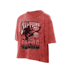 San Francisco 49ers New Era Women's Cropped Boxy Sport Classics Mineral Wash T-Shirt - Scarlet T-shirts