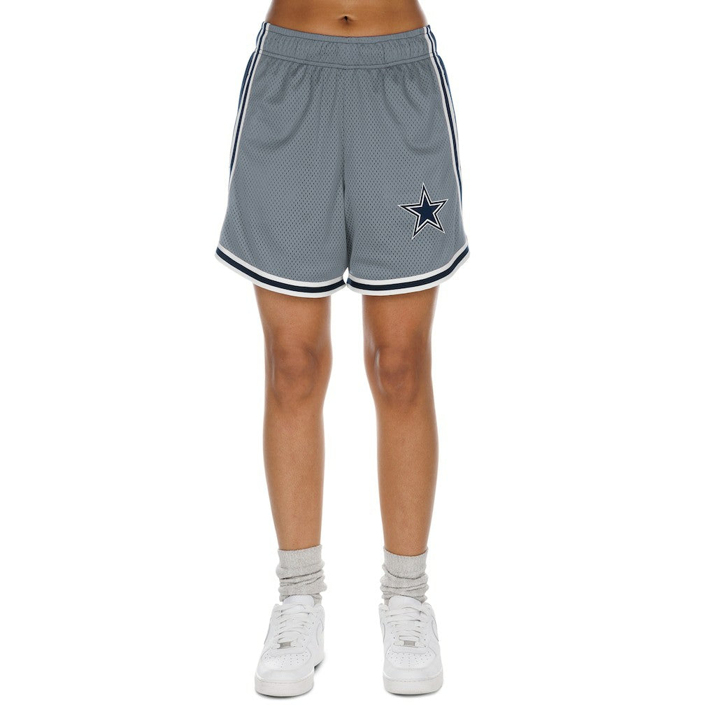 Dallas Cowboys New Era Women's Sport Classics Mesh Shorts - Silver/Navy Shorts
